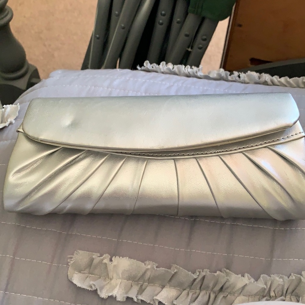 Silver clutch purse